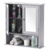 Basicwise Gray Mirror Wall Mounted Bathroom and Vanity with Adjustable Shelves Cabinet, Grey, (QI004020.GY) view 1