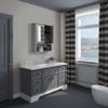 Basicwise Gray Mirror Wall Mounted Bathroom and Vanity with Adjustable Shelves Cabinet, Grey, (QI004020.GY) view 2
