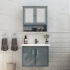 Basicwise Gray Mirror Wall Mounted Bathroom and Vanity with Adjustable Shelves Cabinet, Grey, (QI004020.GY) view 4