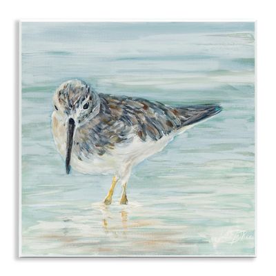 Stupell Industries Nautical Sandpiper Shallow Beach Waters Traditional Bird, Design by Julie DeRice Wall Plaque, 12 x 12, Blue
