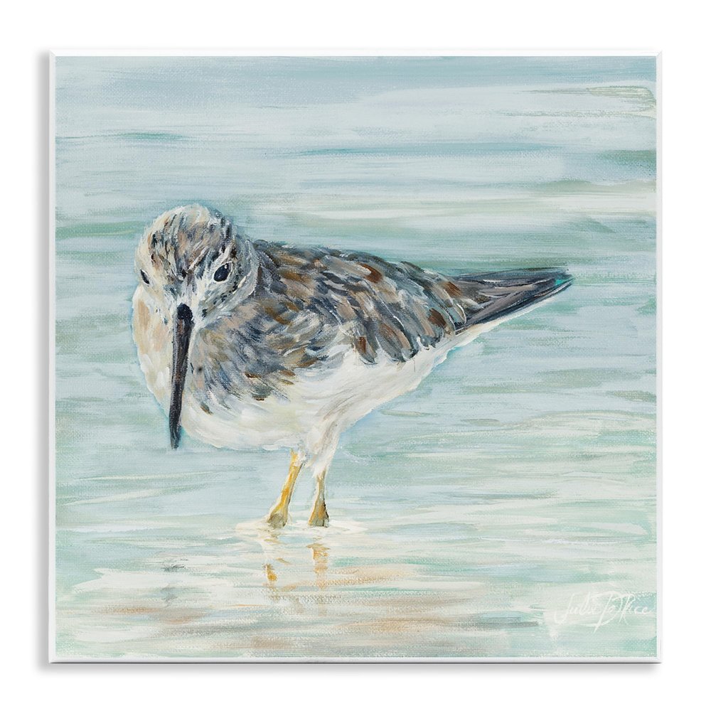 Stupell Industries Nautical Sandpiper Shallow Beach Waters Traditional Bird, Design by Julie DeRice Wall Plaque, 12 x 12, Blue