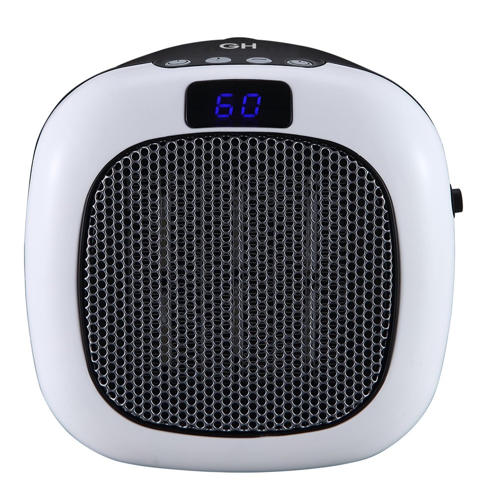 Good Housekeeping Wall-Mount Indoor Mini Space Heater w/ Thermostat & Remote, 750W, White