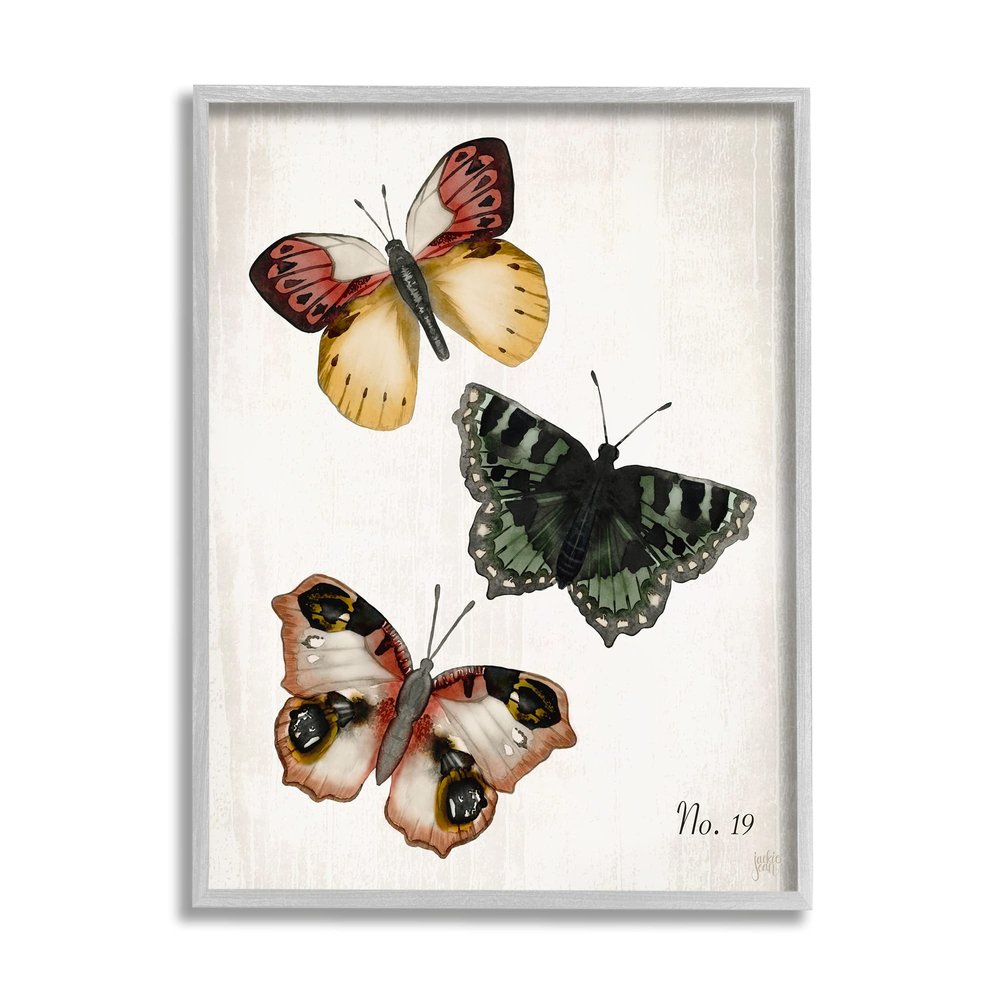 Stupell Industries Trio of Butterflies Farmhouse Patterned Wings Charming Insects