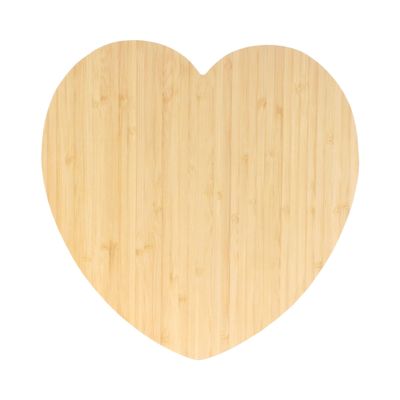 BambooMN Heart-Shaped Bamboo Serving and Cutting Board, 12" x 12" x 0.75" - 10 Units