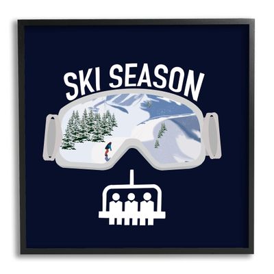 Stupell Industries Ski Season Phrases Sports Goggles Snowboard Slopes Blue