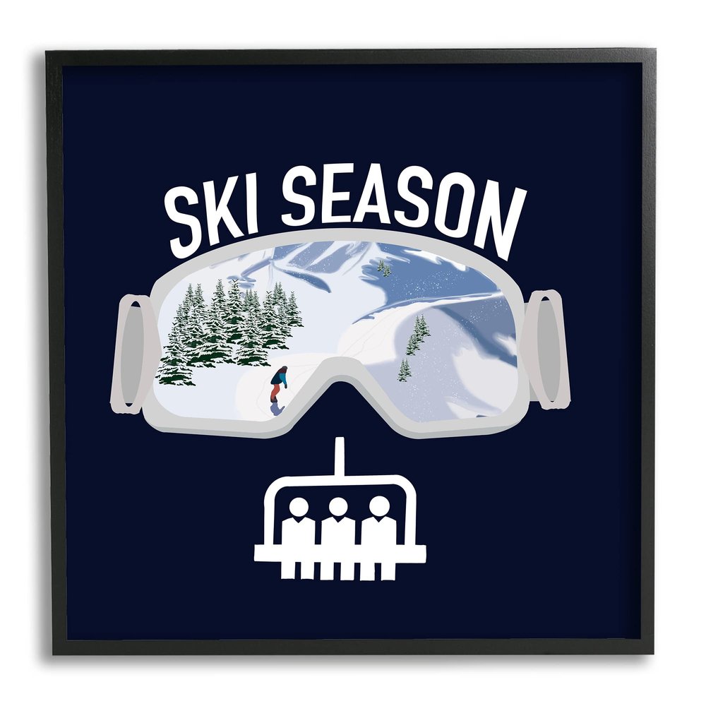 Stupell Industries Ski Season Phrases Sports Goggles Snowboard Slopes Blue
