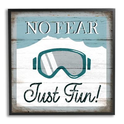 Stupell Industries No Fear Just Fun Phrase Blue Ski Goggles