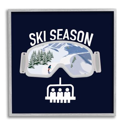 Stupell Industries Ski Season Phrases Sports Goggles Snowboard Slopes Blue
