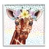Stupell Industries Chic Giraffe Spring Floral Crown Rainbow Polka Dot Ombre, Design by ND White Framed Wall Art, 12 x 12, Orange view 1