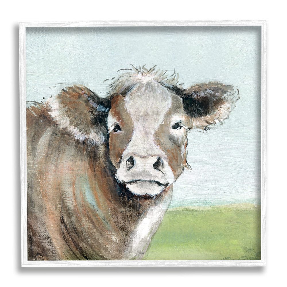Stupell Industries Big Ear Farm Cattle Countryside Cow Fluffy Hair