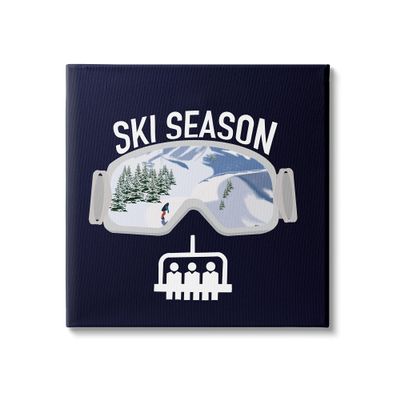 Stupell Industries Ski Season Phrases Sports Goggles Snowboard Slopes Blue