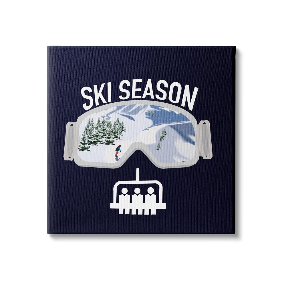 Stupell Industries Ski Season Phrases Sports Goggles Snowboard Slopes Blue