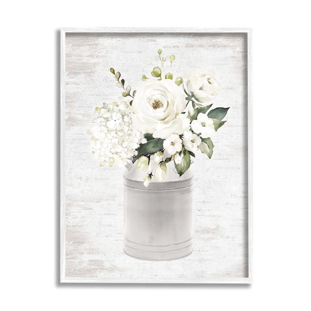 Stupell Industries White Floral Bouquet Country Antique Milk Tin