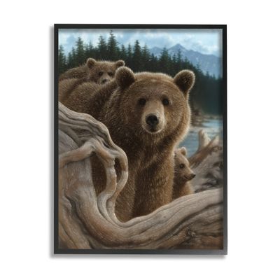 Stupell Industries Brown Bears Rustic Animal Family Tree Forest Lake