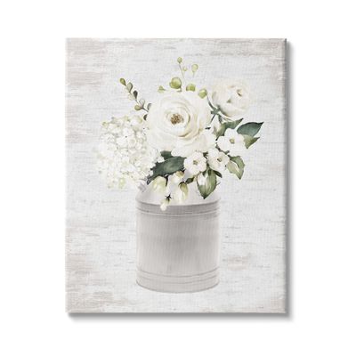 Stupell Industries White Floral Bouquet Country Antique Milk Tin