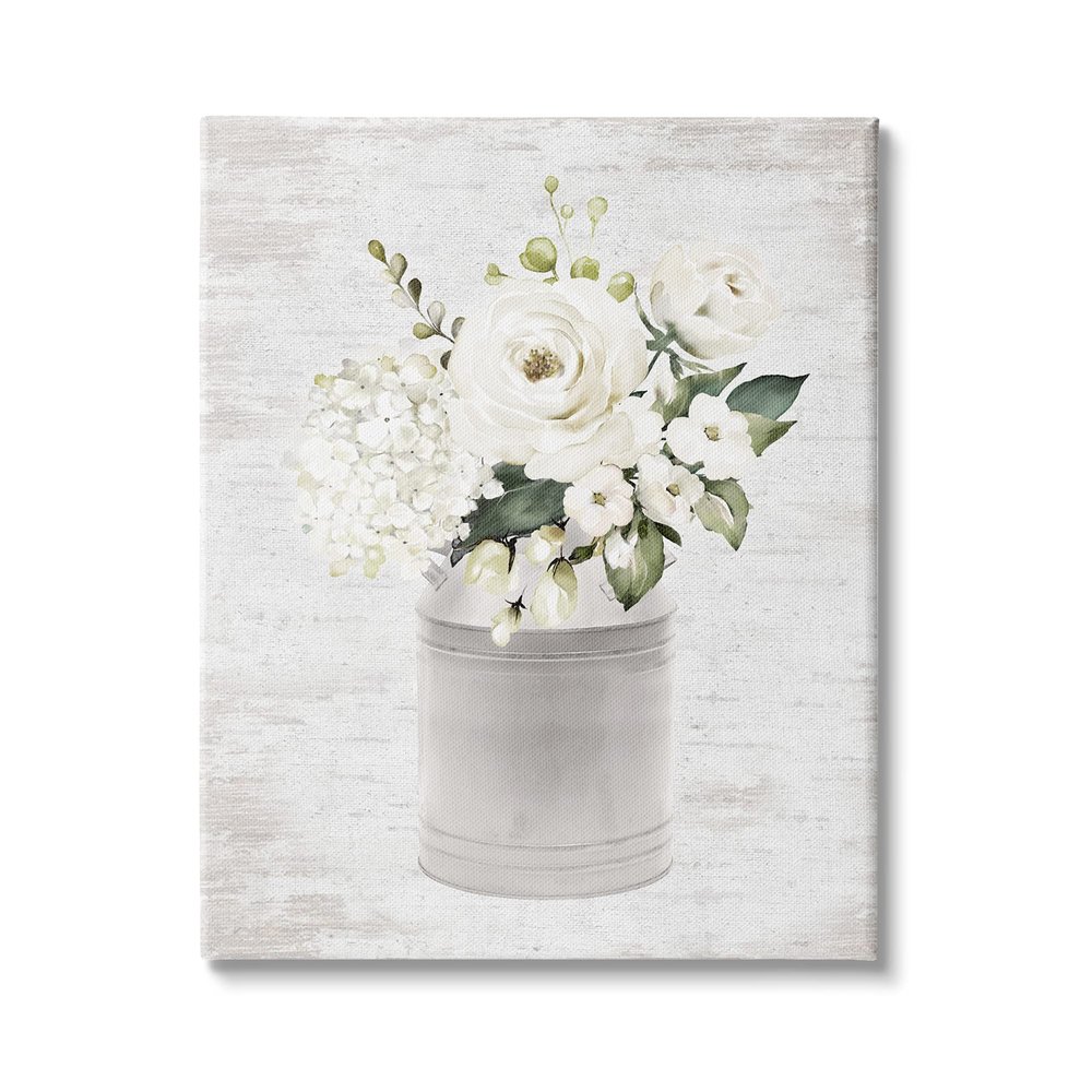 Stupell Industries White Floral Bouquet Country Antique Milk Tin
