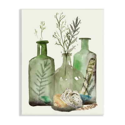 Stupell Industries Fern Plants Nautical Seashells Green Jug Still Life, Design by Melissa Wang Wall Plaque, 10 x 15