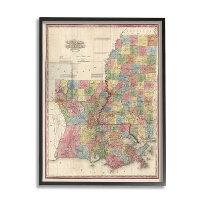 Stupell Industries State Map of Louisiana Mississippi Vintage US Cartography