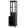 Spirich Slim Bathroom Storage Cabinet, Tall Narrow Cabinet with Door and Shelves, Freestanding Linen Tower (Espresso) view 1