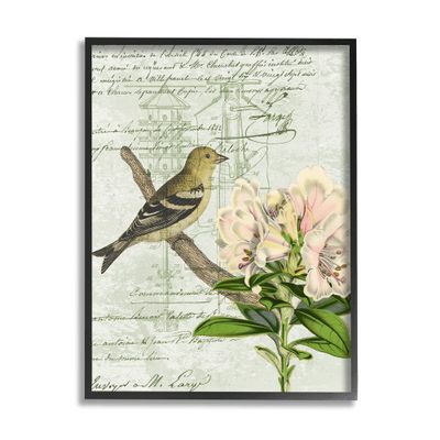 Stupell Industries Bird House Vintage Patent Lily Floral American Goldfinch