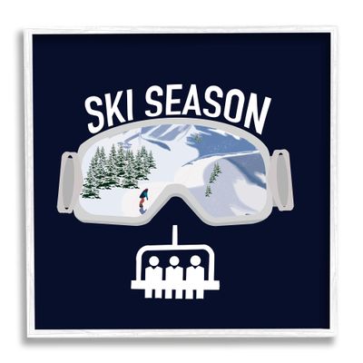 Stupell Industries Ski Season Phrases Sports Goggles Snowboard Slopes Blue