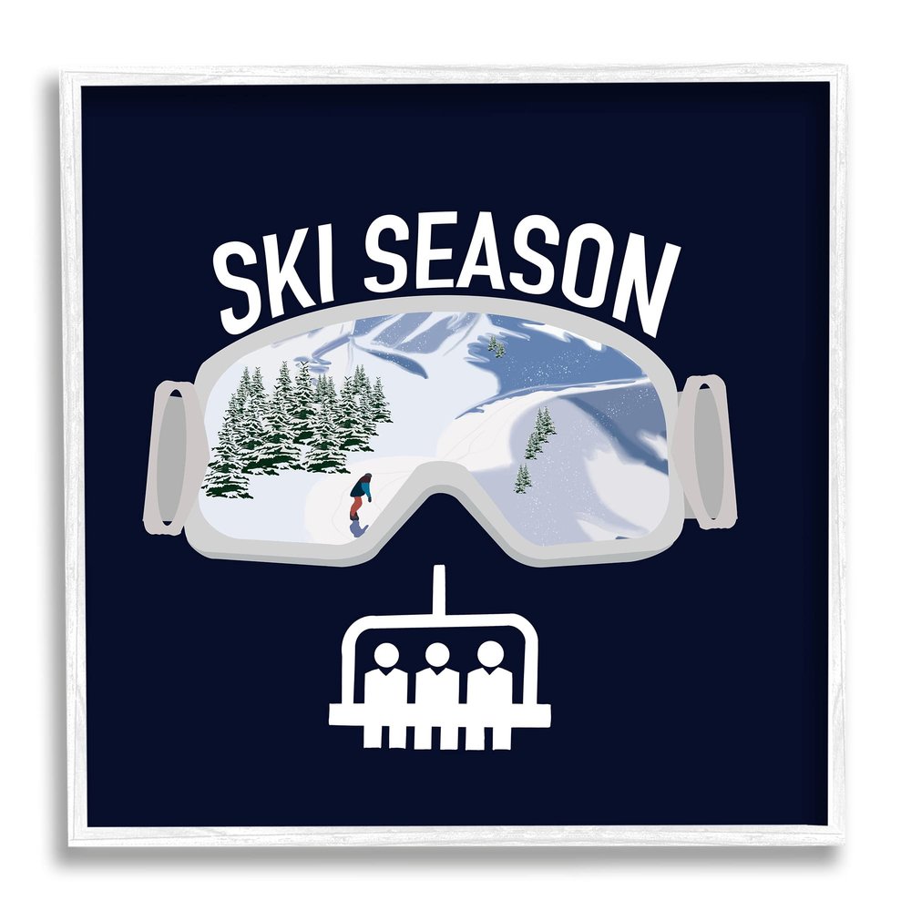 Stupell Industries Ski Season Phrases Sports Goggles Snowboard Slopes Blue