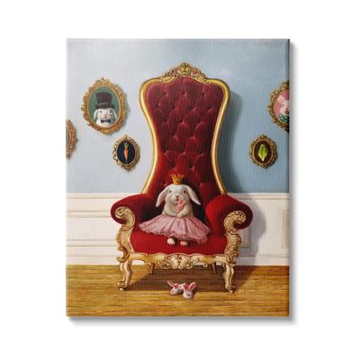 Stupell Industries Princess Rabbit Royal Heir Red Throne Funny Animal