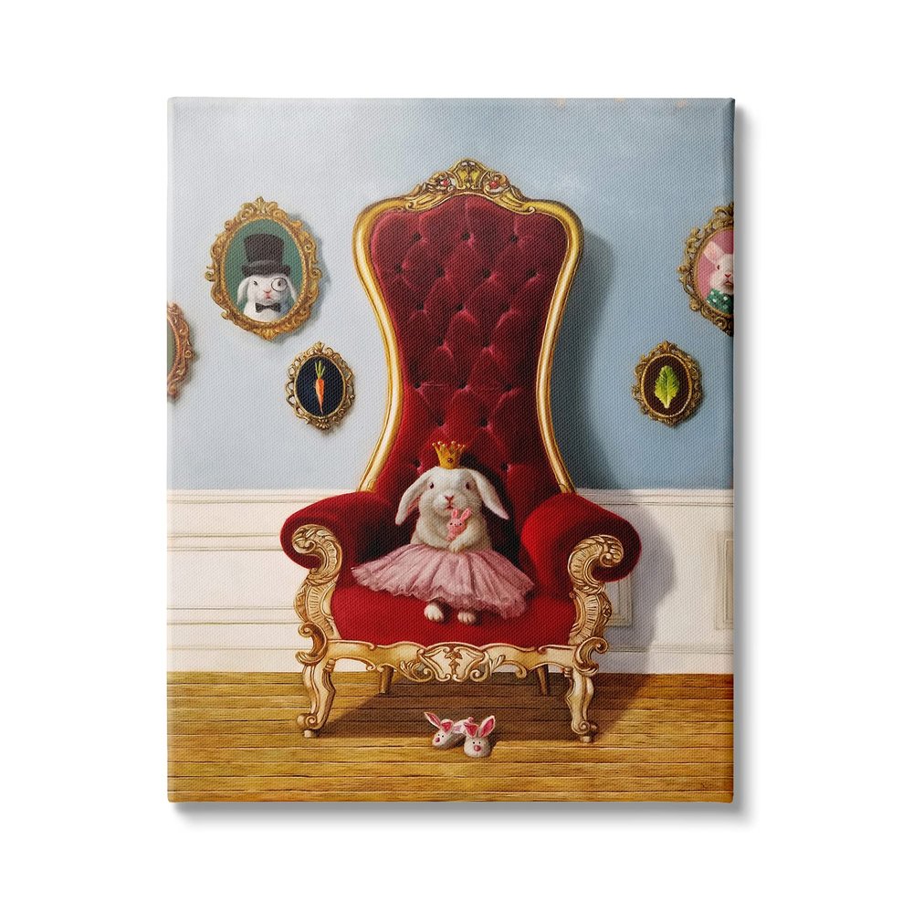 Stupell Industries Princess Rabbit Royal Heir Red Throne Funny Animal