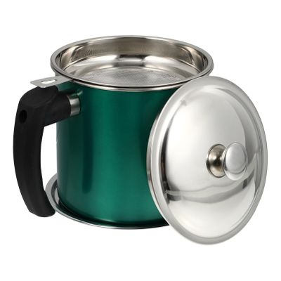 Hemoton Bacon Grease Container with Strainer 1.3L Stainless Steel Oil Can Oil Pot Bacon Grease Saver with Strainer Oil Storage Container for Cooking Oil, Fat and Frying Oil Ghee