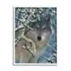 Stupell Industries Wolf Behind Snowy Branches Winter Wild Forest Animal view 1
