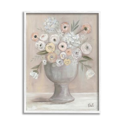 Stupell Industries Classic Ranunculus Floral Bouquet Contemporary Flower Still Life, Design by Kate Sherrill White Framed Wall Art, 16 x 20, Beige
