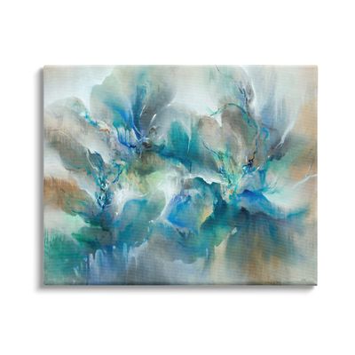 Stupell Industries Modern Blended Paint Abstraction Floral Petal Shapes Blue