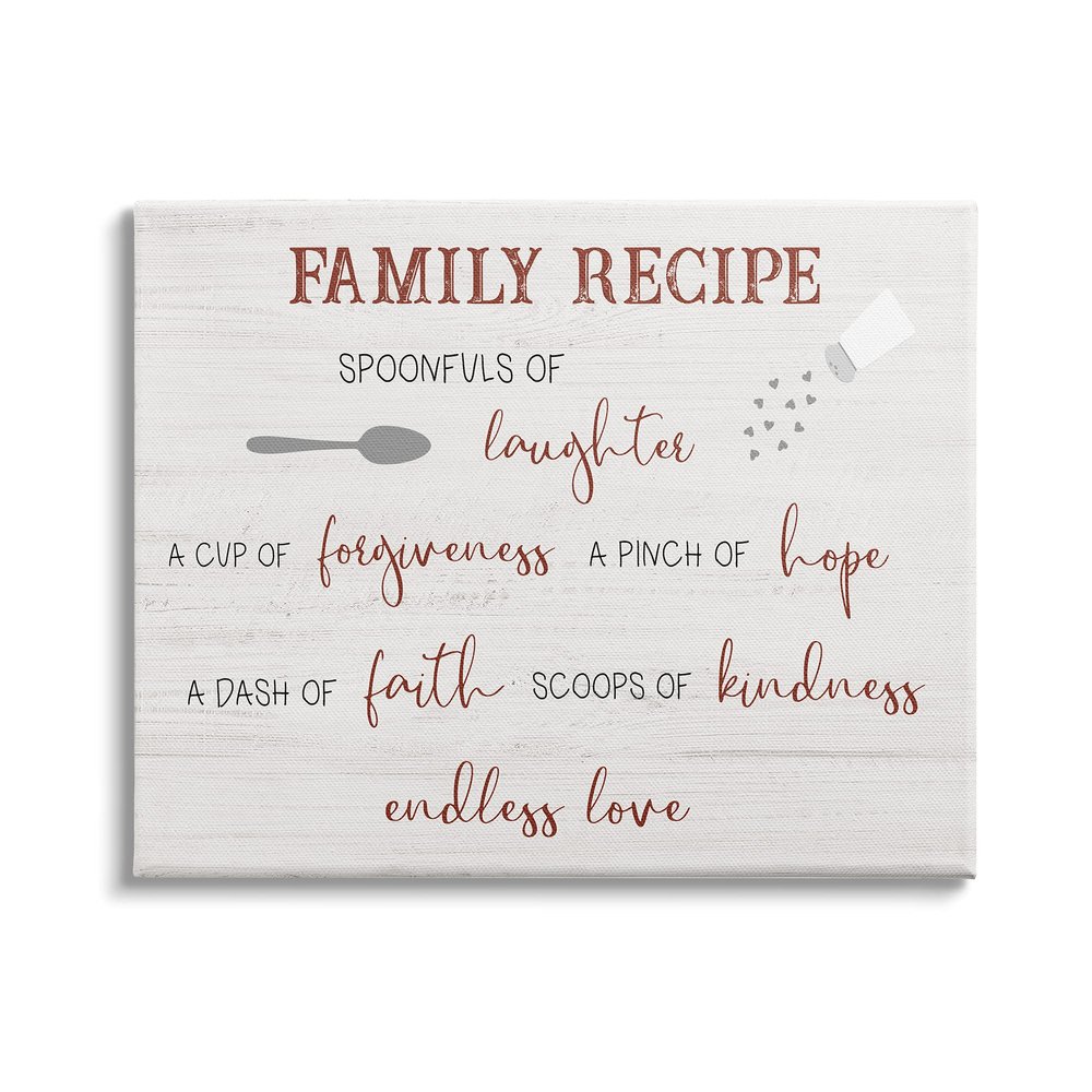 Stupell Industries Family Recipe Happiness Motivational Phrases Kitchen Puns