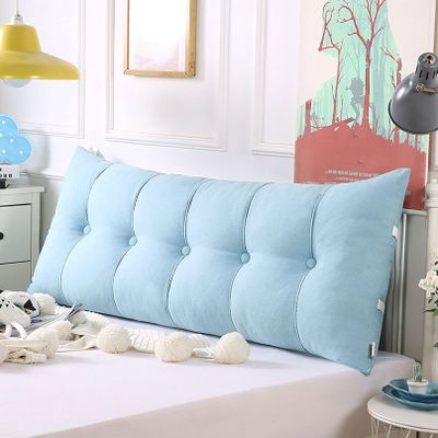 RXBD Large Headboard Reading Pillow,Rectangular Bedside Positioning Back Support Bolster Lumbar Cushion for Day Bed Bunk Bed,Removable Cover (Color : Light Blue, Size : 6060cm)
