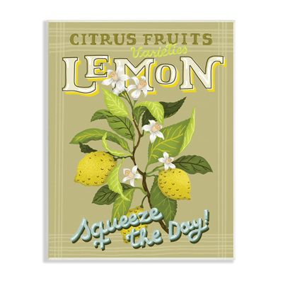 Stupell Industries Vintage Citrus Fruits Lemon Squeeze The Day Phrase