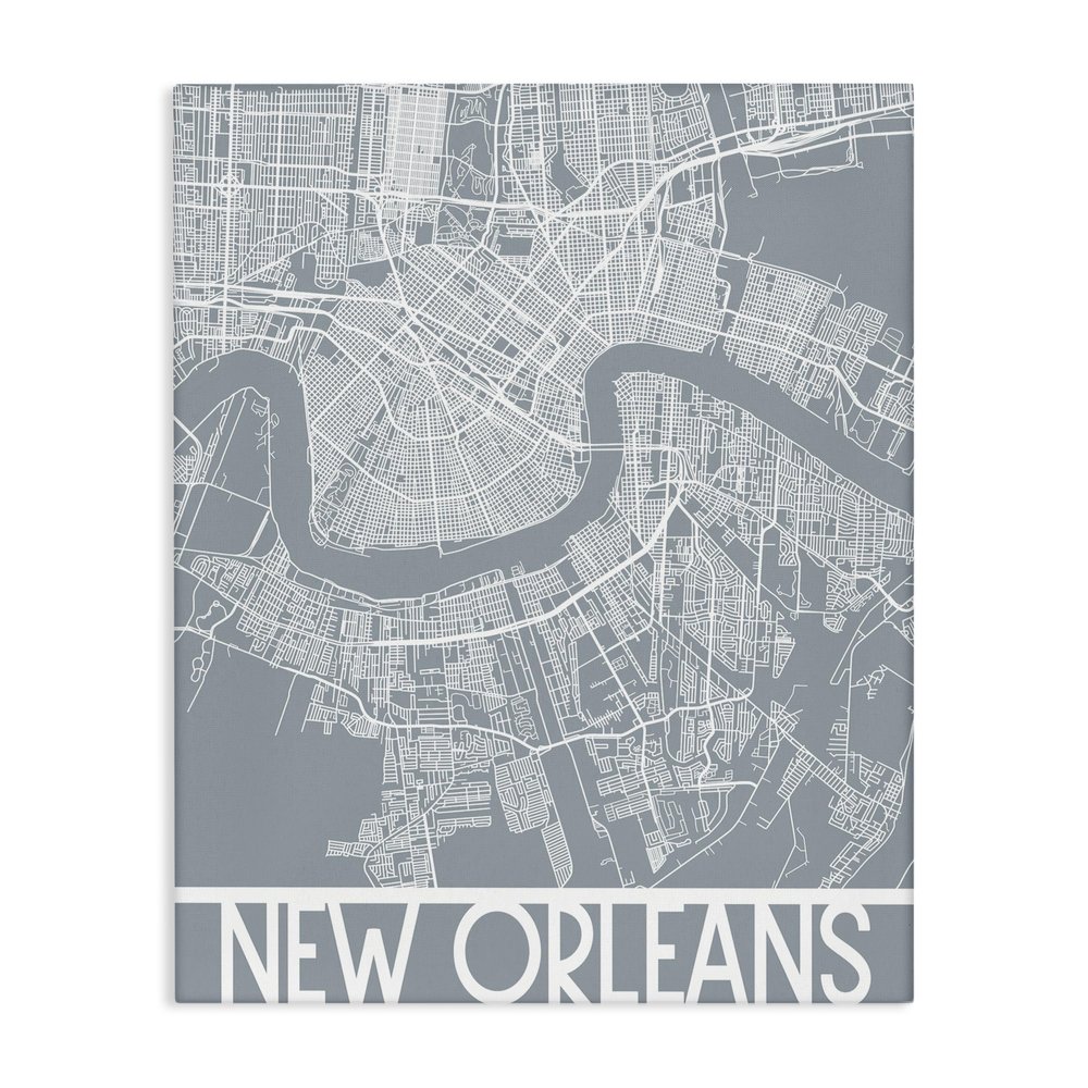 Stupell Industries New Orleans City Map, 30 x 40 Inch Canvas Wall Art