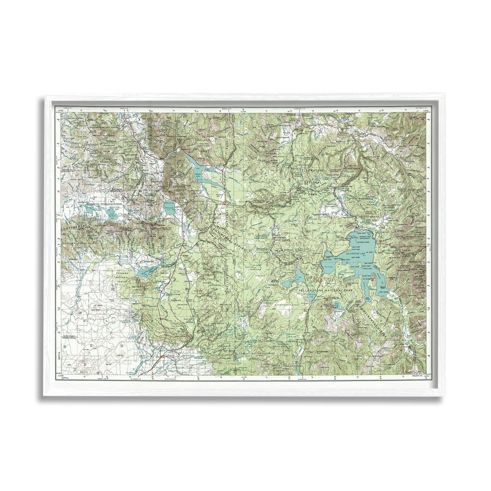 Stupell Industries Yellowstone National Park Continental Divide Map Forest Geography