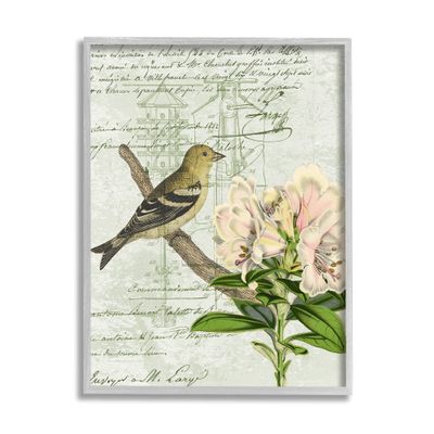 Stupell Industries Bird House Vintage Patent Lily Floral American Goldfinch
