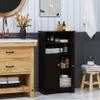 Spirich Modern Espresso Wood Bathroom Storage Cabinet, 23.62" W x 11.81"D x 40.15"H, 2 Doors, 3 Adjustable Shelves, Freestanding, Perfect for Bathroom, Entryway, Living Room & Dining Room view 4
