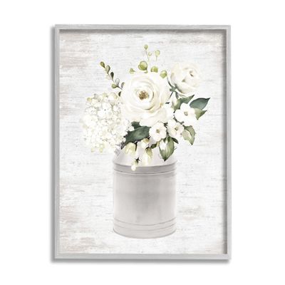 Stupell Industries White Floral Bouquet Country Antique Milk Tin
