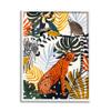 Stupell Industries Bold Jungle Animal Collage Vibrant Palm Leaf Shapes, Design by Victoria Borges White Framed Wall Art, 16 x 20, Orange view 1