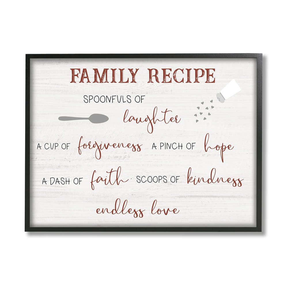 Stupell Industries Family Recipe Happiness Motivational Phrases Kitchen Puns