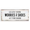 Stupell Industries Leave Worries and Shoes at Door Farmhouse Phrase, Design by Daphne Polselli White Framed Wall Art, 24 x 10 view 1