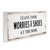 Stupell Industries Leave Worries and Shoes at Door Farmhouse Phrase, Design by Daphne Polselli White Framed Wall Art, 24 x 10 view 3