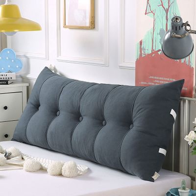 RXBD Large Headboard Reading Pillow,Rectangular Bedside Positioning Back Support Bolster Lumbar Cushion for Day Bed Bunk Bed,Removable Cover (Color : Dark Grey, Size : 12060CM)