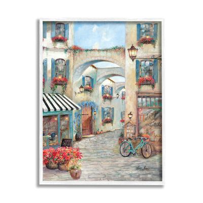 Stupell Industries European Village Traditional Town Square Bistro Flowers Architecture