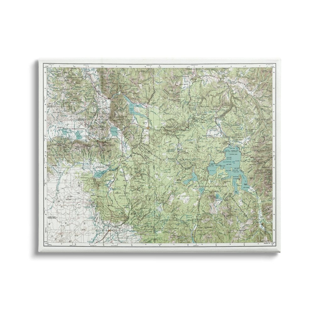 Stupell Industries Yellowstone National Park Continental Divide Map Forest Geography