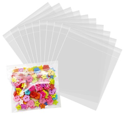 200 Pcs Self Sealing Cellophane Bags, 5x5 Inches Cookie Bags, Resealable Cellophane Bags Self Adhesive for Bakery Cookies Candy Snack