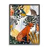 Stupell Industries Bold Jungle Animal Collage Vibrant Palm Leaf Shapes, Design by Victoria Borges Black Framed Wall Art, 16 x 20, Orange view 1
