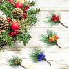 FQQWEE 24Pcs Artificial Red Holly Berry Picks 2.3inch Faux Mini Snowy Pine Picks with Berries Artificial Christmas Berries Twig Stems for Xmas Party Flower Wreath Holiday Decorations view 2